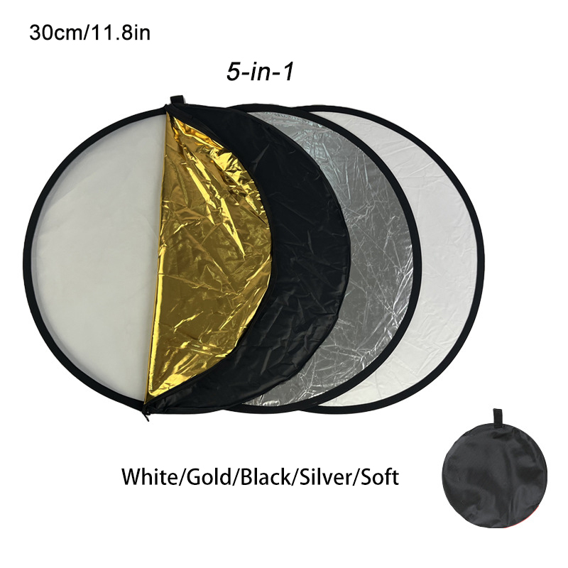 Fotografie reflectorset, 5-in-1 stijl, buitenfoto live verlichting, optioneel 60/80/110cm, draagbaar en opvouwbaar