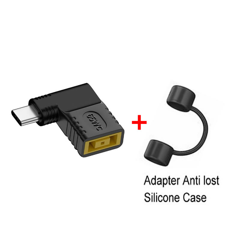 Connettore di alimentazione per laptop PD 65W per Lenovo Square a USB tipo C maschio adattatore di ricarica rapida per telefono con interruttore tablet MacBook: Black