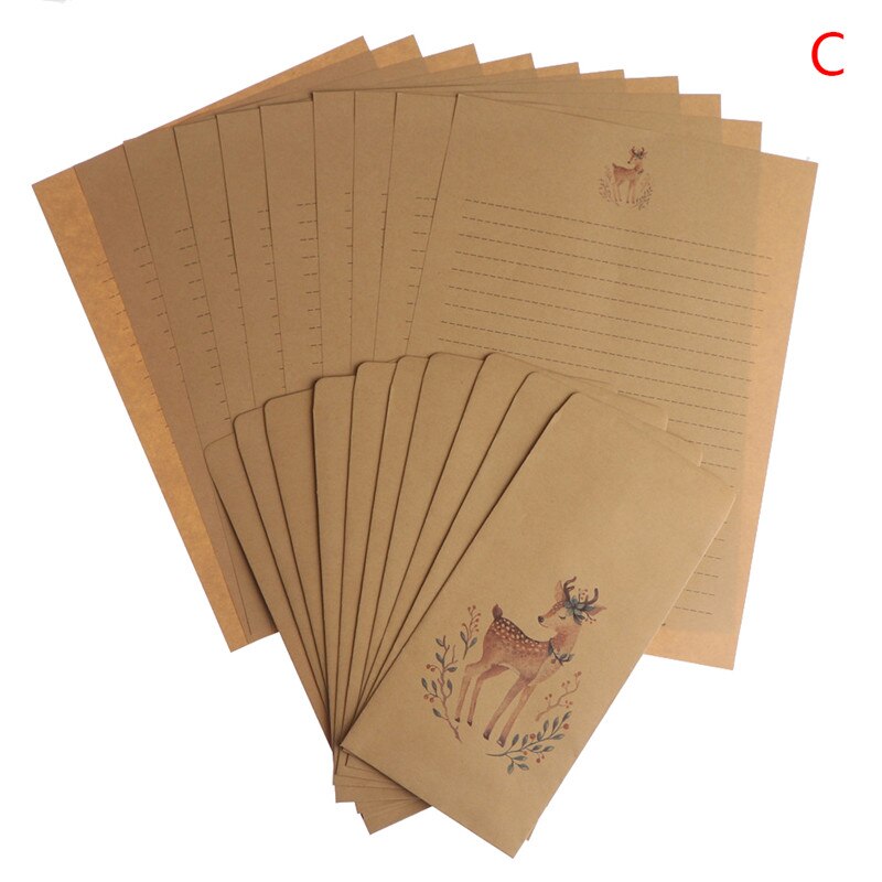 20pcs Forest Elk letter paper envelope set retro kraft letter Paper Envelope Set Christmas Envelope