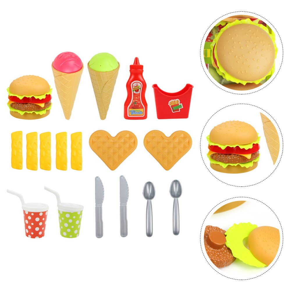 1 Set Kids Simulation Play Food Set for Toddler Burger