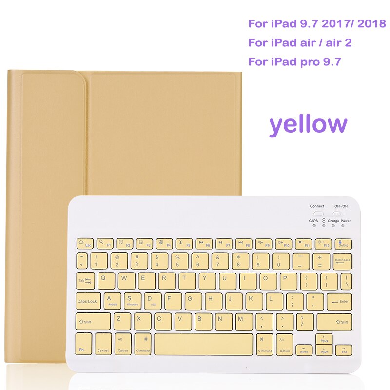 Case For iPad 10.2 9.7 5th 6th 7th Generation bluetooth Keyboard Case for iPad Air 1 2 3 Pro 10.5 11 12.9 Cover: For iPad 9.7 yellow