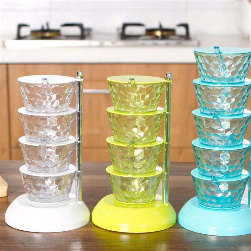 Multi-layer Spice Jar Practical Convenient Rotatable Spice Case Seasoning Box Storage Container for Restaurant Kitchen Home