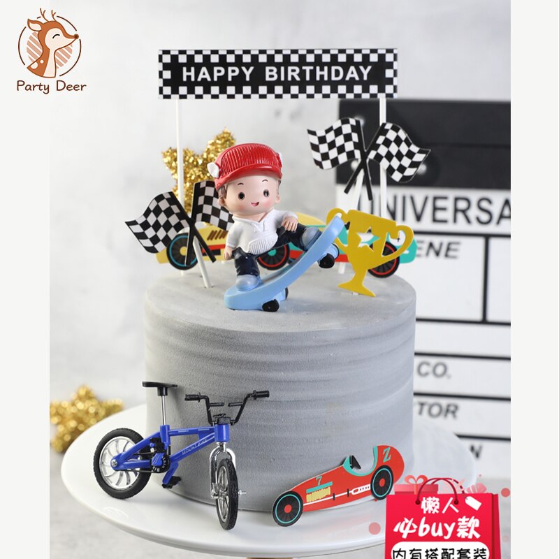 Nydelig skateboard scooter barn sykkel kid bursdagskake dekorasjon kake topper dekor fest supliy gutt søt baking nydelig