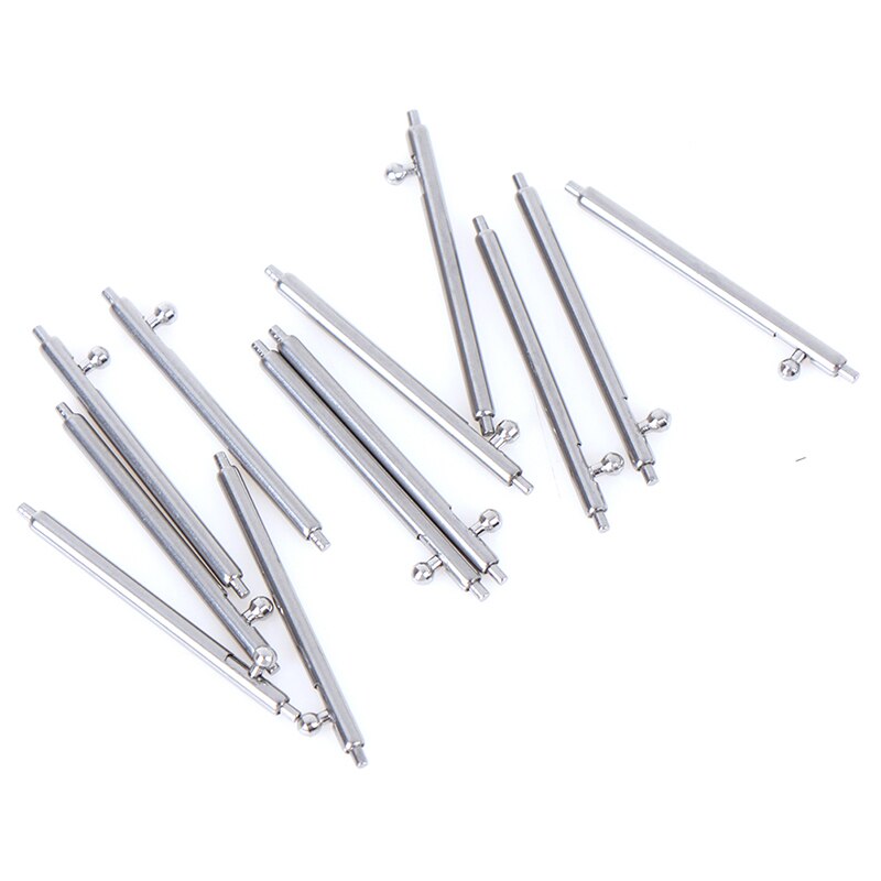 10 stuks snelspanveerstaven roestvrijstalen horlogebandbandpenstaaf eenvoudige installatiegereedschapsonderdelen 12 ~ 24mm