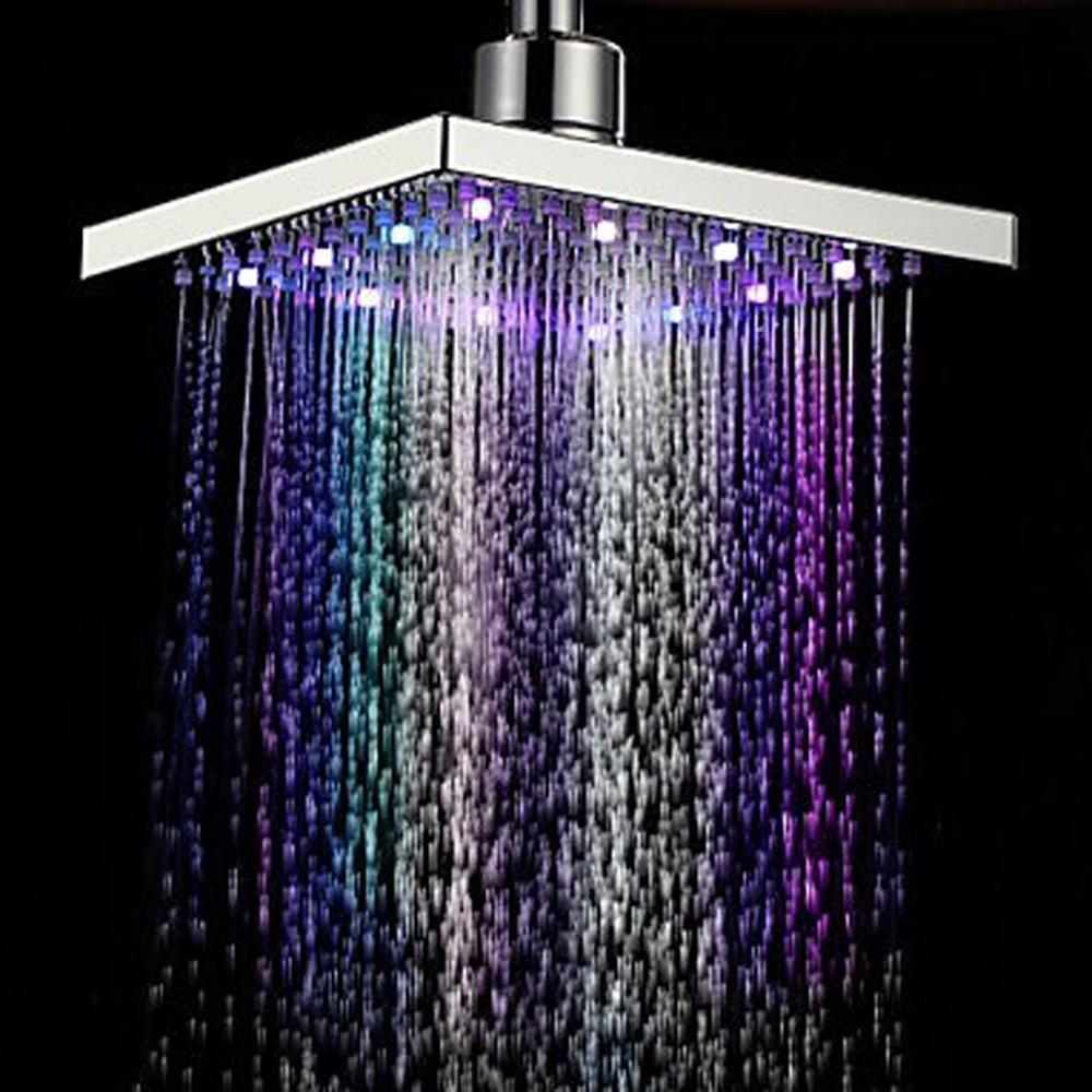 Moderne Led Color Changing Water Glow Vierkante Vorm Regen Badkamer Douchekop Badkamer Hotel Baden Romantiek Accessoire