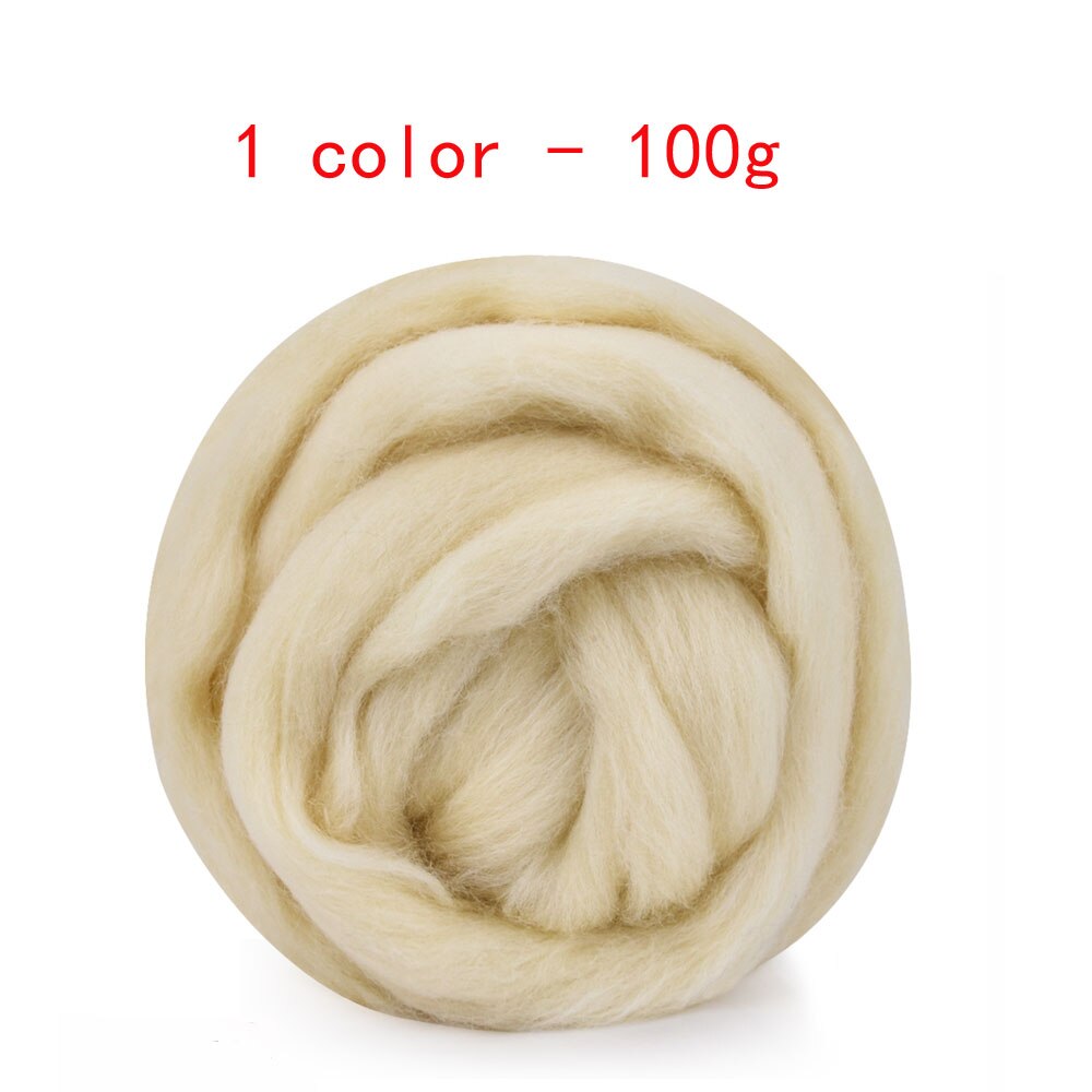 Wool Fiber DIY Wool Felt Kit Handle Wool Felt Toys Making Fabric Materials Handcraft Felt Needle Felting Craft Toys: Light white 100g