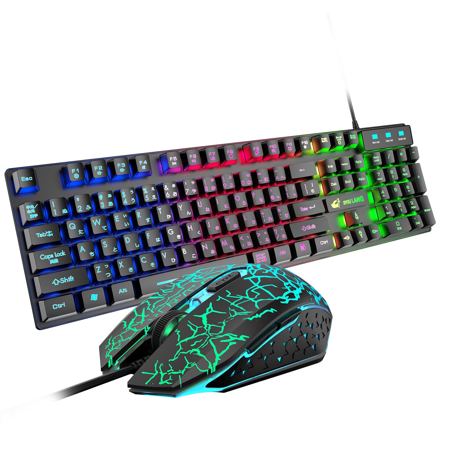 Klawiatura mechaniczna T13 Rainbow Backlight Usb ergonomiczna klawiatura gamingowa i zestaw myszy na komputer przenośny механическая клавиатура