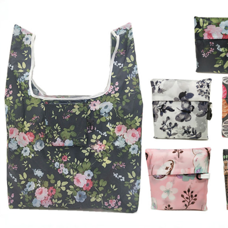 Portable Square Bag Reusable Storage Bag Fashionable Low Carbon Polyester Shopping Bag Storage Portable Strawberry Folding Bag