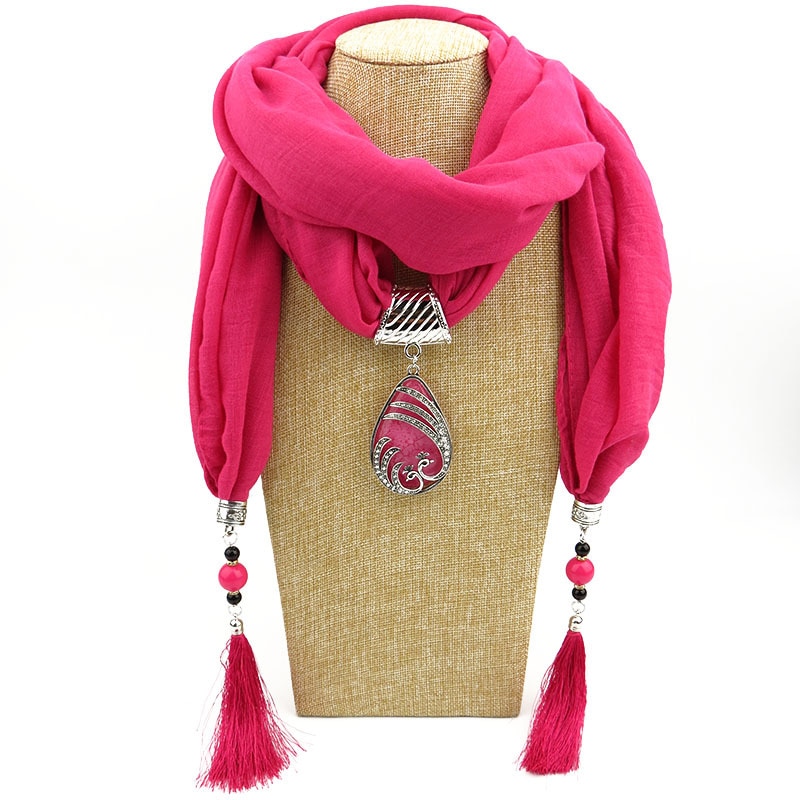 luxus Frauen Schmuck Anhänger Wasser Tröpfchen Baumwolle Schal Lange Quaste wickeln Weich Halskette Weibliche Foulard Muslimischen Kopf scarve