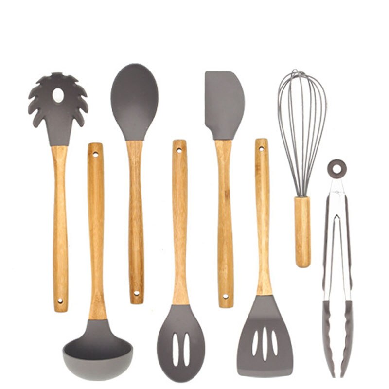 8/9PCSSilicone Küche Kochen Utensilien SetBambus... Vicedeal