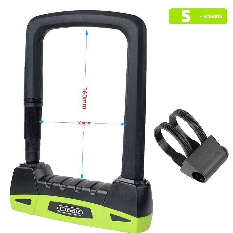 Etook Bicycle U-Lock W/ Mount Bracket Motorcycle E-Bike U-shaped Lock Safety Device Cut Resistant S L Multi Colors: Green S