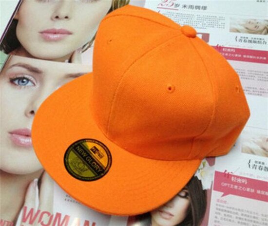 Gorras de béisbol de lona de verano y primavera para hombres y mujeres adultas, gorras de Hip Hop con visera plana y visera plana, gorras de baile callejero para chicos y chicas y adolescentes: Naranja