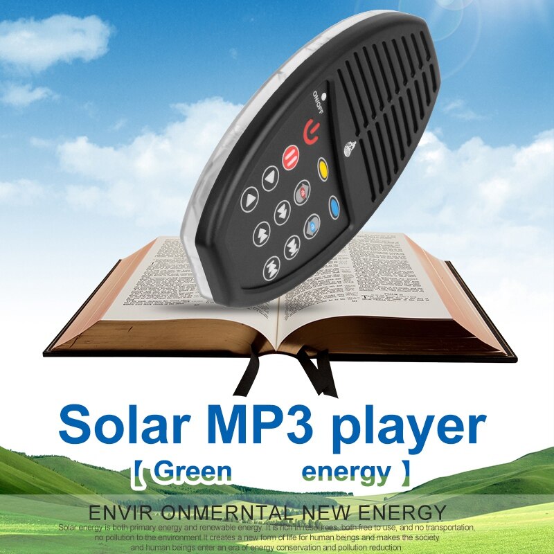 MP3 Player 350MAh Mini Portable Solar Charging MP3 E-Book Bible Reader 4GB Mini Solar Audio Player 450Mah