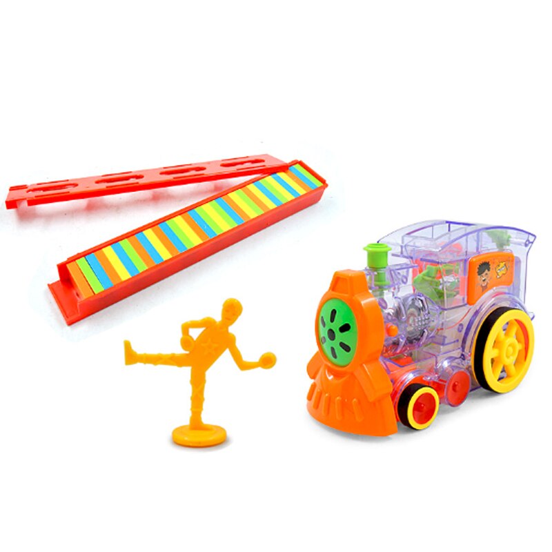 80Pcs Domino Elektrische Domino Auto Trein Model Automatische Set Up Kleurrijke Plastic Domino Speelgoed Kerstcadeau Game Voor Jongen kids