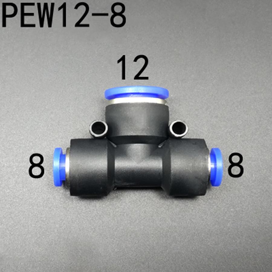 8-12-8mm Tee 3 Way Platic Push bij Connect One Touch Fitting Pneumatische Adapter