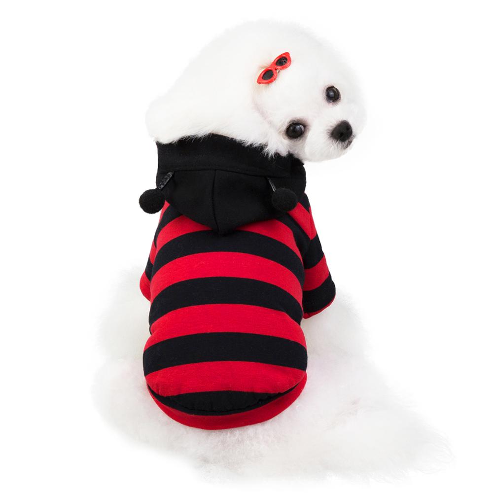 Hond Kat Jasje Gestreepte Pet Puppy Hoodie Trui Bee Winter Warm Kleding Apperal 5 maten 2 Kleuren