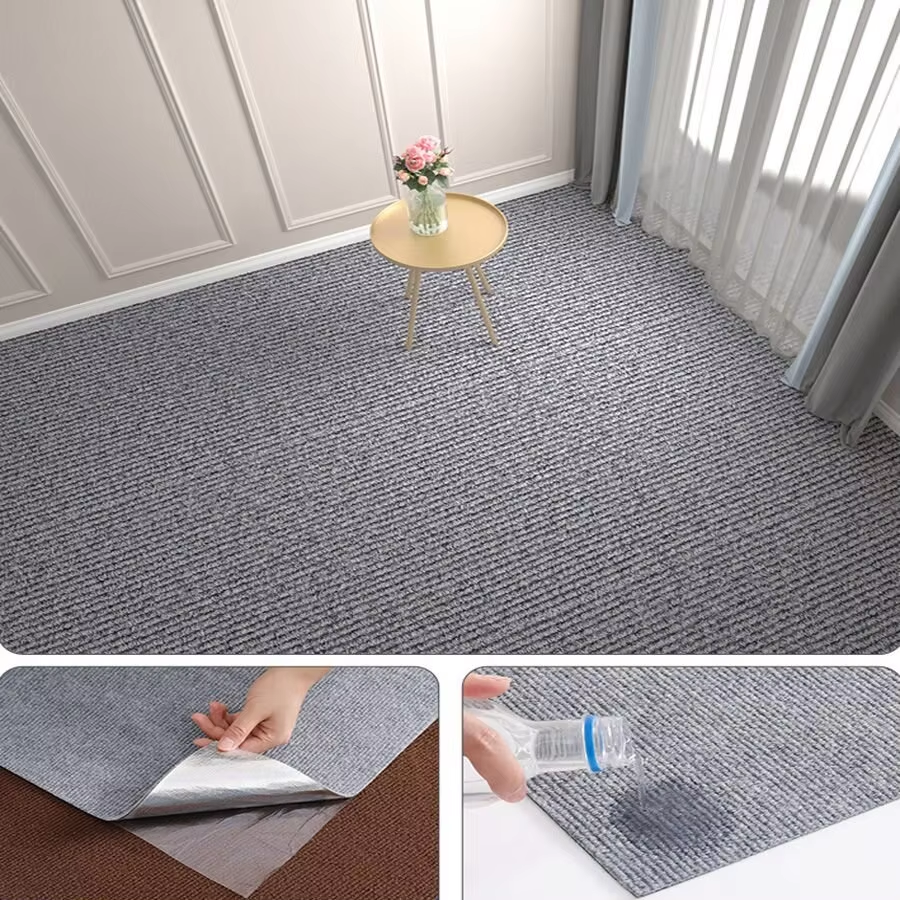 Alfombra de cocina para dormitorio, decoración del hogar con absorción de agua, decoración autoadhesiva para habitación, alfombras de baño, alfombra de Color sólido para sala de estar: 1400mm x 1400mm / Rojo