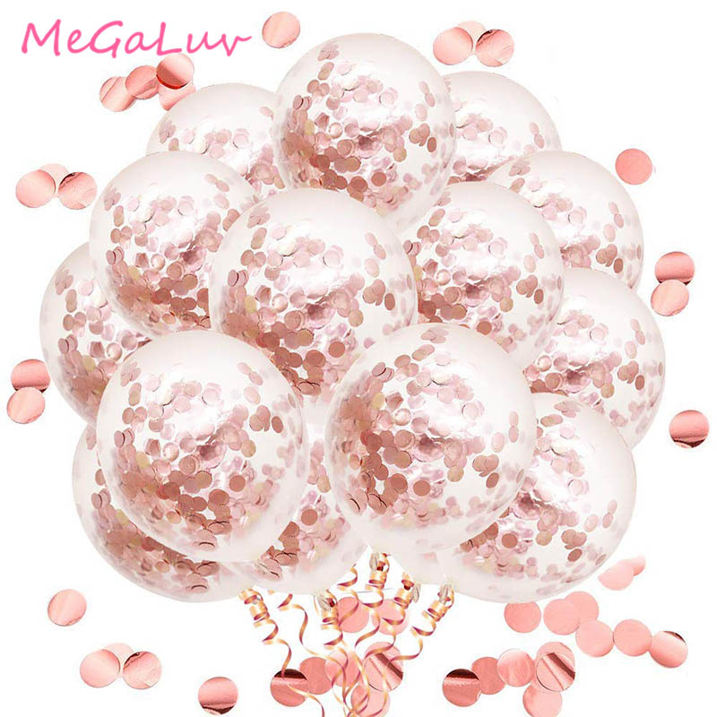 50 stuks 12 inch roségouden confetti latex ballonnen voor een vrijgezellenfeest, bruiloft, verloving, verjaardag, decoratie
