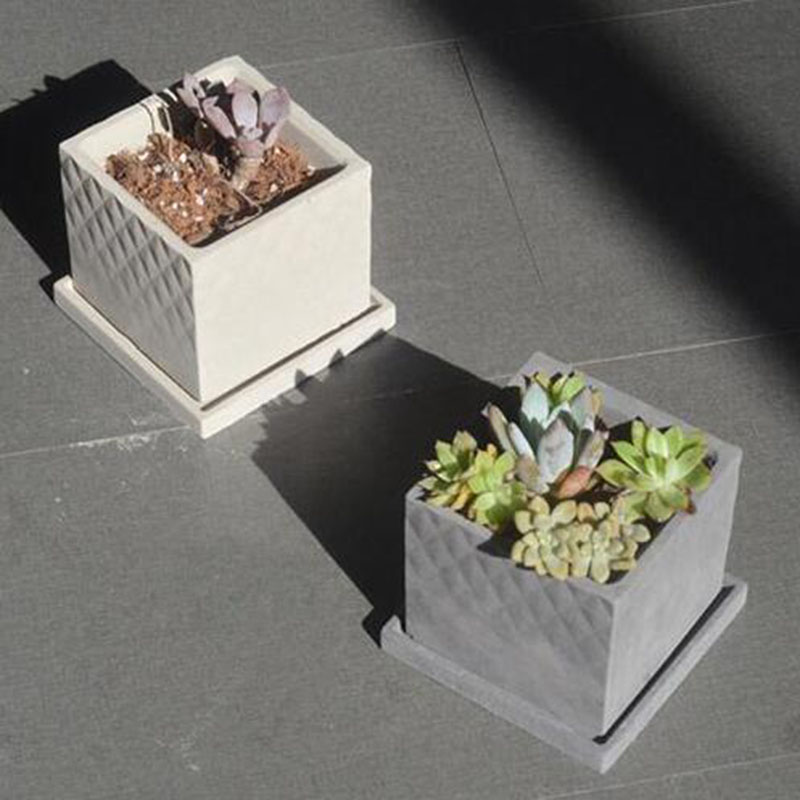 Fyrkantig cement blomkruka silikonform nordisk förenklad industriell vind geometriskt mönster betong blomkruka form