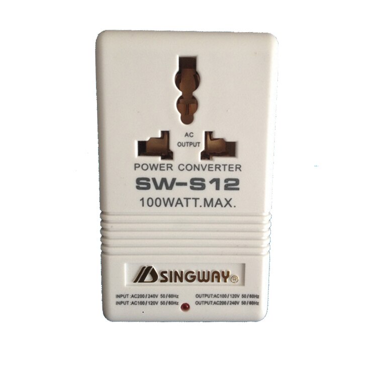 Transformator reseadapter switch laddare konvertera 220v to 110v steg upp/ner dubbel spänning 110 to 220 omvandlare: Sw -s12(100w)