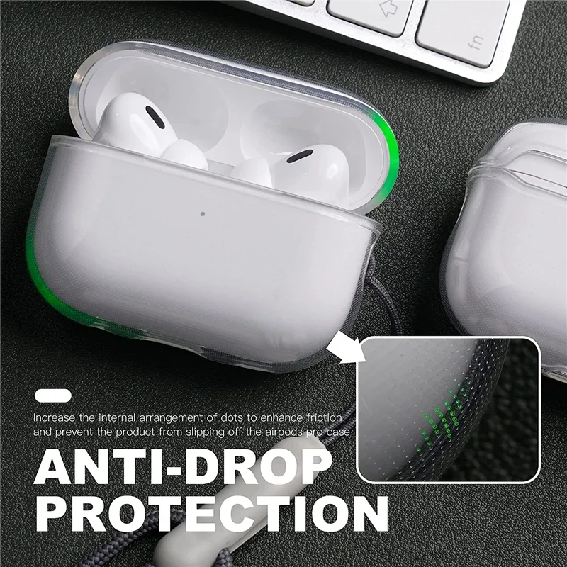 Doorzichtig zacht TPU-oortelefoonhoesje met draagkoord voor Airpods Pro 2 2022, 2e generatie Air Pods 4 2024, 3 2 1 3e 4e generatie cover