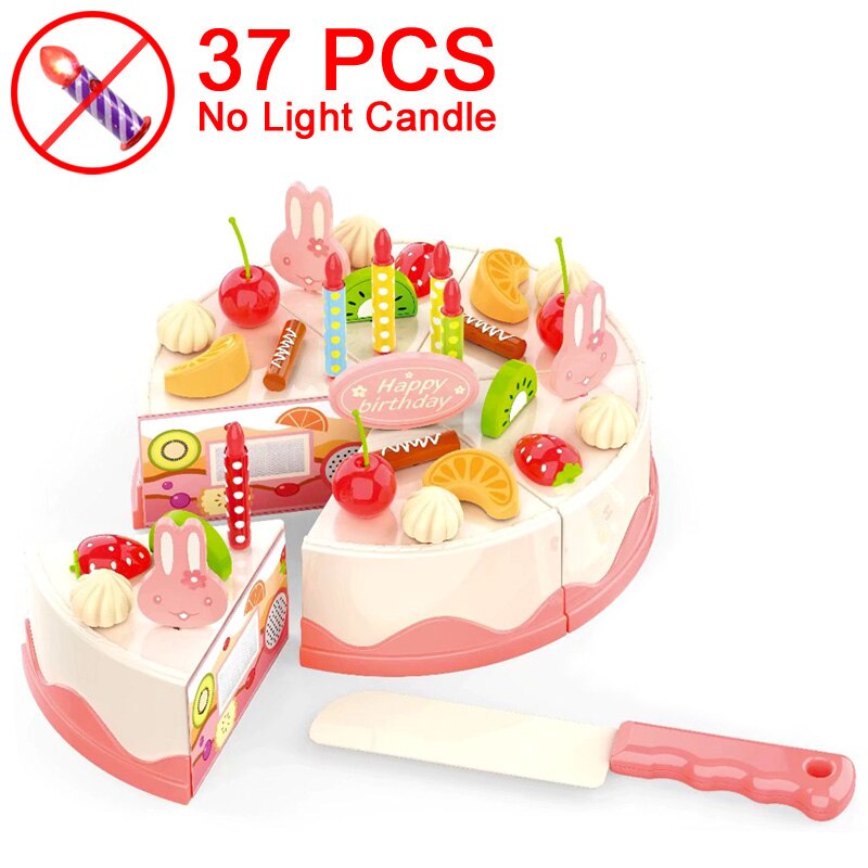 Geburtstag Kuchen Spielzeug DIY 37-83Stck Küche einstellen Lebensmittel Jungen Mädchen vorgeben Spielen Obst Schneiden Für Baby Kind Spielset Pädagogisches Spielzeug: 37Stck
