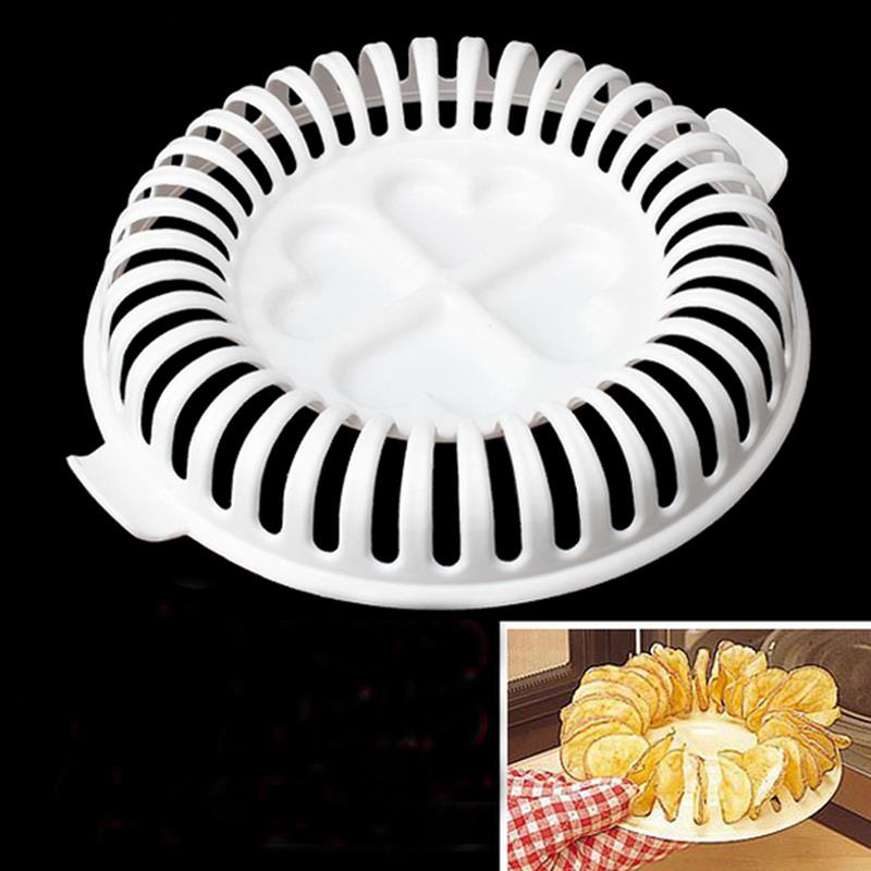 Microwave DIY Potato Chips Maker Kitchen Gadgets Cooking Microwave Oven Apple Potato Crisp Chip Slicer Maker Rack DIY Tool