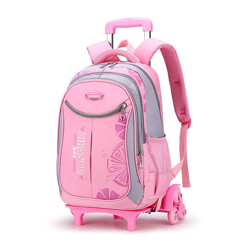 rollen Schule Rucksack Wagen-Rucksack Mit 6 Räder freundlicher Schule Taschen Für Teenager Jungen Mädchen Gepäck Tasche Kind Taschen: Rosa 6 Räder