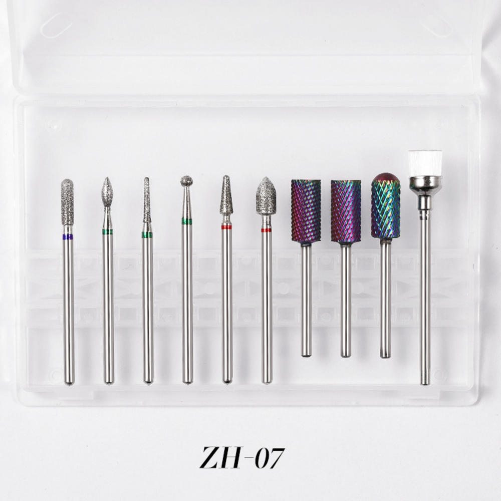 10 unids/caja de juego de brocas de cerámica para uñas, máquina eléctrica para manicura, fresadora, lijadora de cabeza, herramientas para manicura: G