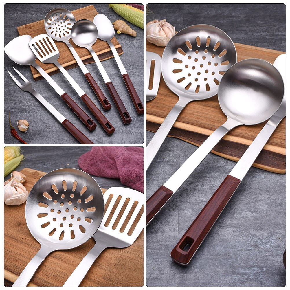 1 Set of 7 Pcs Stainless Steel Cooking Utensils Heat-resistant Kitchenware #q