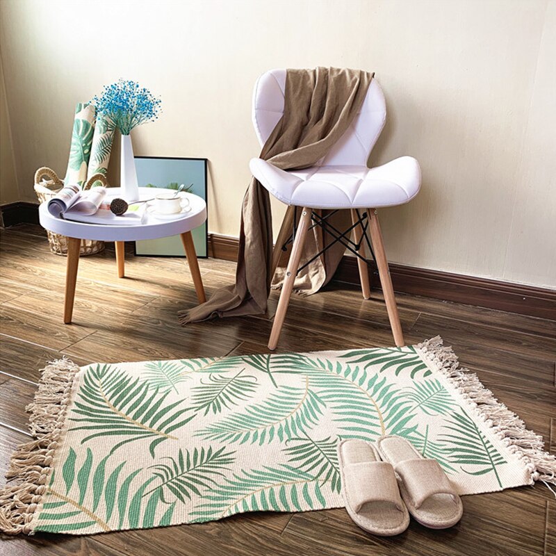Boheme håndvævet bomulds tæppe kvast sengetæppe geometrisk gulvmåtte print område tæppe til stueindretning: 1