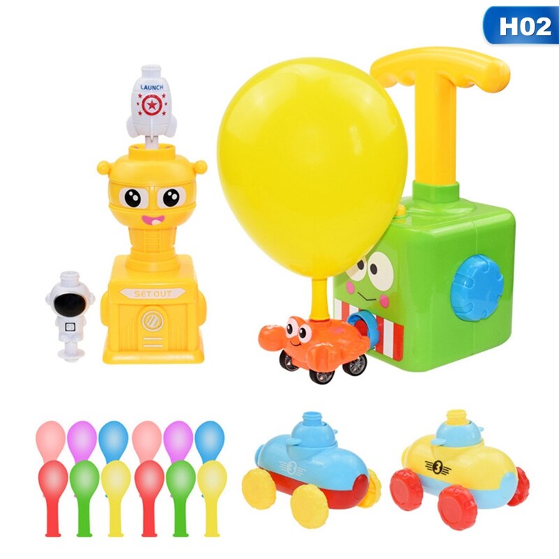 Ballon Aangedreven Launch Auto Opblaasbare Ballon Pomp Hand Push Mini Plastic Air Power Ballon Racer Voertuig Auto Speelgoed Voor Kinderen: H02
