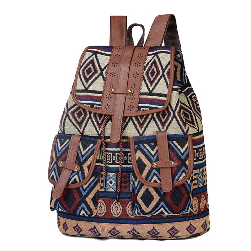 Chuwanglin print canvas ryggsäck kvinnors skolväskor för tonårsflickor casual väska pack andas mochila feminina  d8679: 1