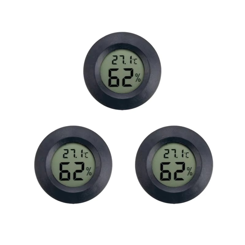 1~10pcs Mini Hygrometer Thermometer Fahrenheit or Celsius Meter Digital LCD Monitor Indoor Room Round Humidity Temperature Gauge: Orange
