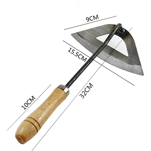 Agricultural Tools Garden Household Weeding Hoe Manganese Steel Outdoor Wooden Handle Digging Hand Tools Planting Utensils: 32x15.5CM