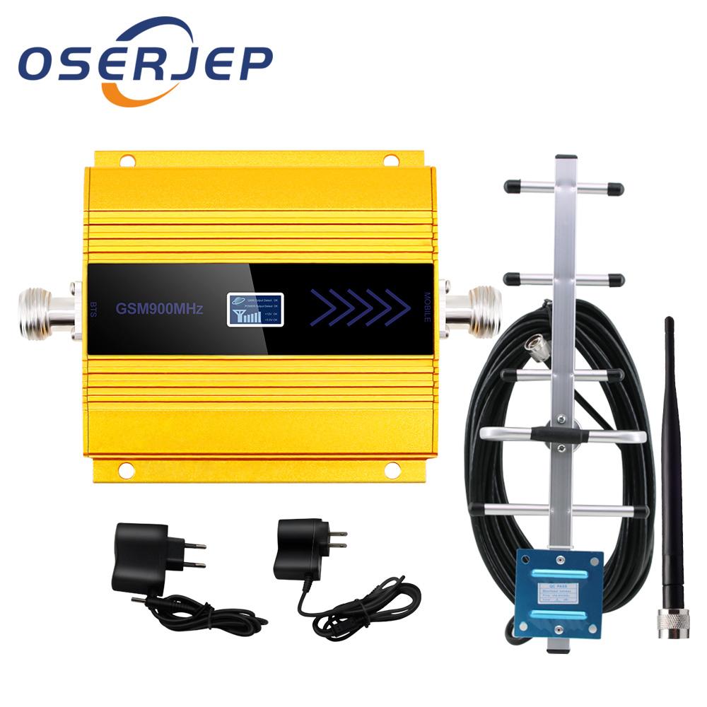 GSM 3G 4G 900mhz signal amplifier + Yagi outdoor antenna and 10M cable + 5DBI rubber indoor antenna.: Golden amplifier