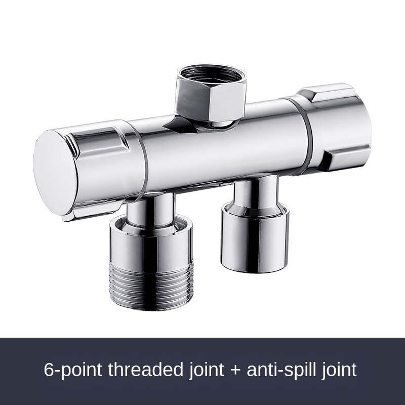 Water Divide Valve Washing Machine Faucet Current Divider One Divided into Two Double Union Tee into Two Output Angle Adapter: Deep Blue