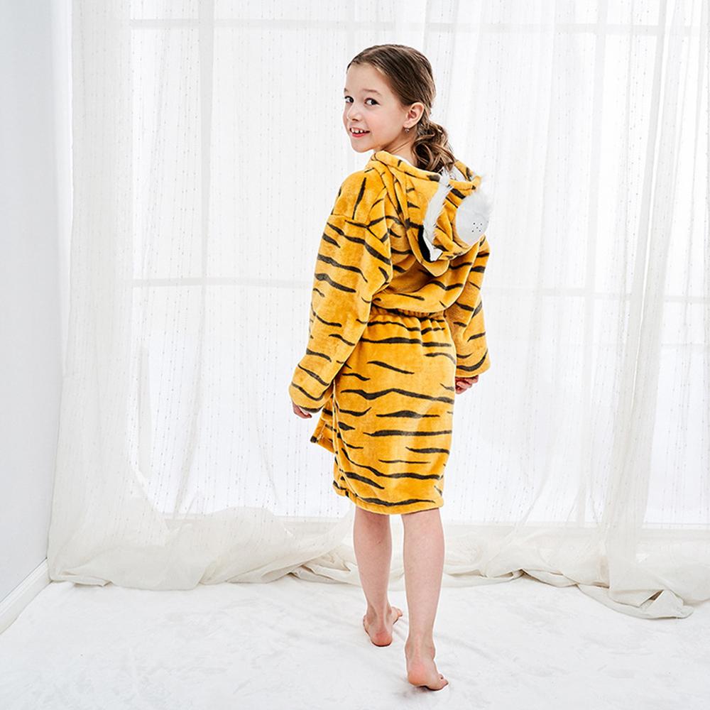 Barn mjuk badrock flanell huvtröja sovkläder tiger rådjur ko räv kanin elefant djur tecknad morgonrock pyjamas för pojkar flickor