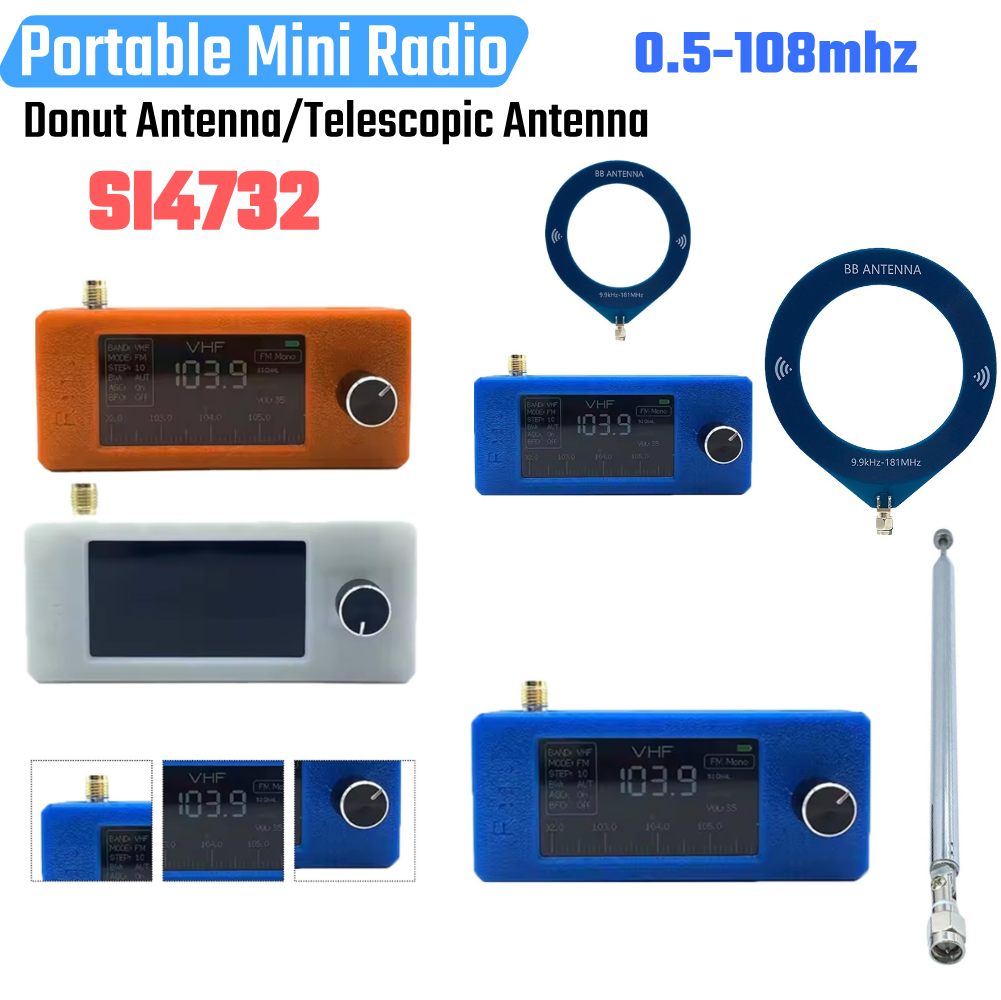 SI4732 0,5–108 MHz DSP-Chip-Taschen-Miniradio LSB USB AM FM FM/AM-Radio 1,9 Zoll IPS-Bildschirm All-Band-Radioempfänger mit Antenne