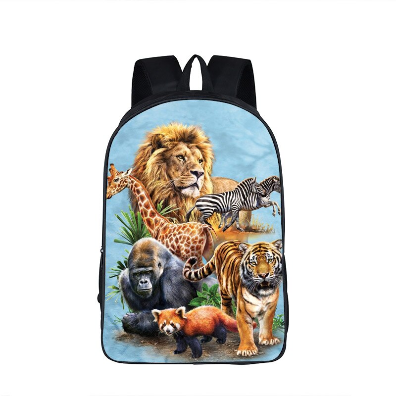 Animal LION Backpacks Women Men's Rucksack Children School Bags For Teenage boys girls Student daypack Kids Bagpack Bookbag: 16 LDSW02