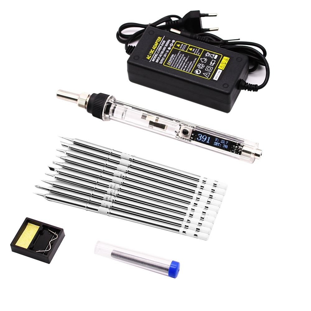 T12 OLED Electric Soldering Iron Adjustable Temperature Digital Display Soldering Iron With T12 Tips DC 12-24V Power Supply