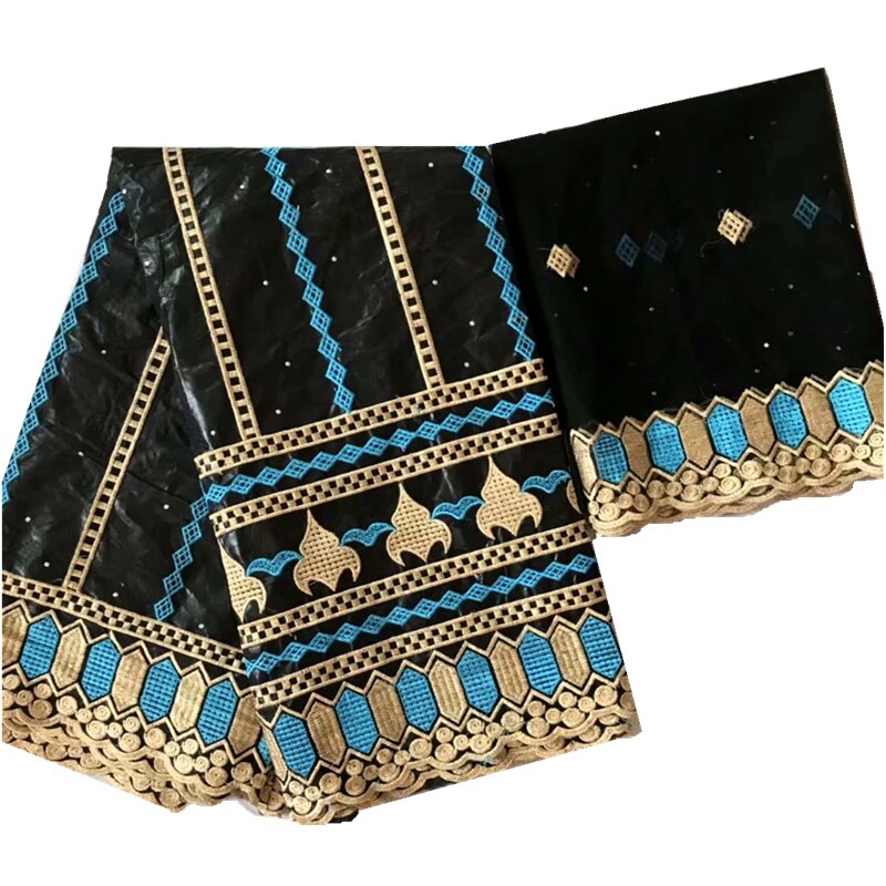 Bazin-tissu riche avec perles, tissus africains, bazin jacquard de guinée brocart avec dentelle française, robe pour femmes: 3L145113B22
