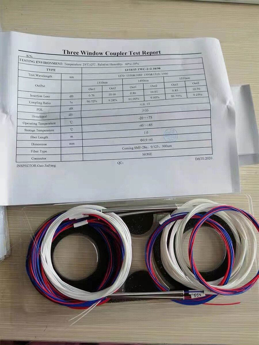 10pcs optic fiber FBT splitter without connector 1x2 fiber coupler 90/10 70/30 50/50