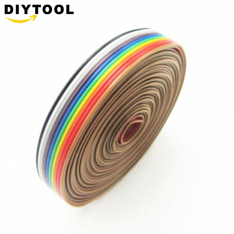 Ribbon cable 10 WAY Flat Color Rainbow Ribbon Cable wire Rainbow Cable 10P ribbon cable 1.27MM pitch 1 Meter/lot