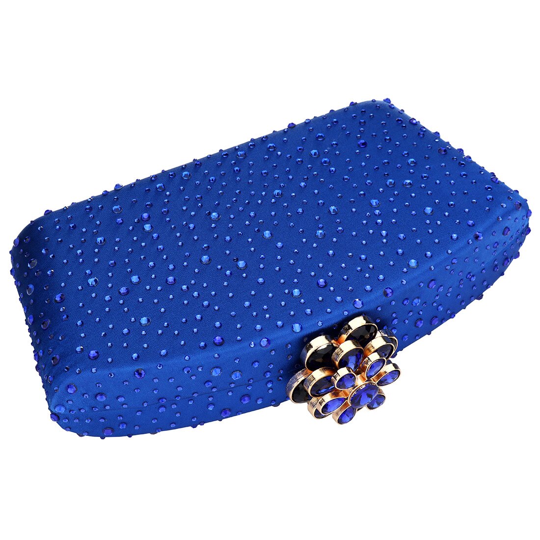 Pochettes en cuir pour femmes, sacs de soirée en forme d'oreiller pour dames, sac à bandoulière Banquet de mariage, pochette de fête tendance avec strass: blue