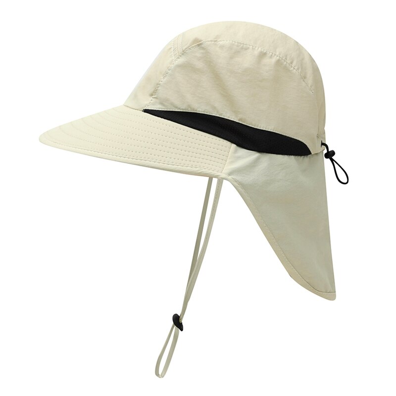 . .Flap Cap Brede Rand Lichtgewicht Draagbare Uv Bescherming Waterbestendig Hals Cover Zonnehoed Met Riem