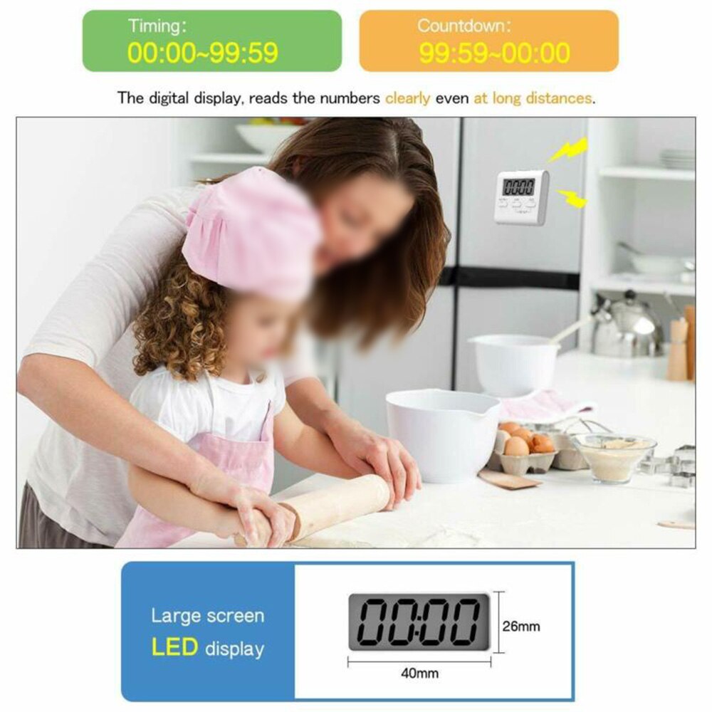 Large Timer Digital Kitchen Cooking Count-Down Up Clock Alarm Magnetic