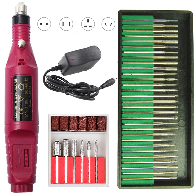 Micro motor para manicure e pedicure, aparelho elétrico para cuidar das unhas: 20000 Red 30 Bits