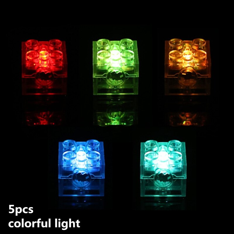 5pcs 2x2 dot LED Light Up Colorful Accessories Classic Brick Education Light-Emitting Compatible All Brands Building Blo: C