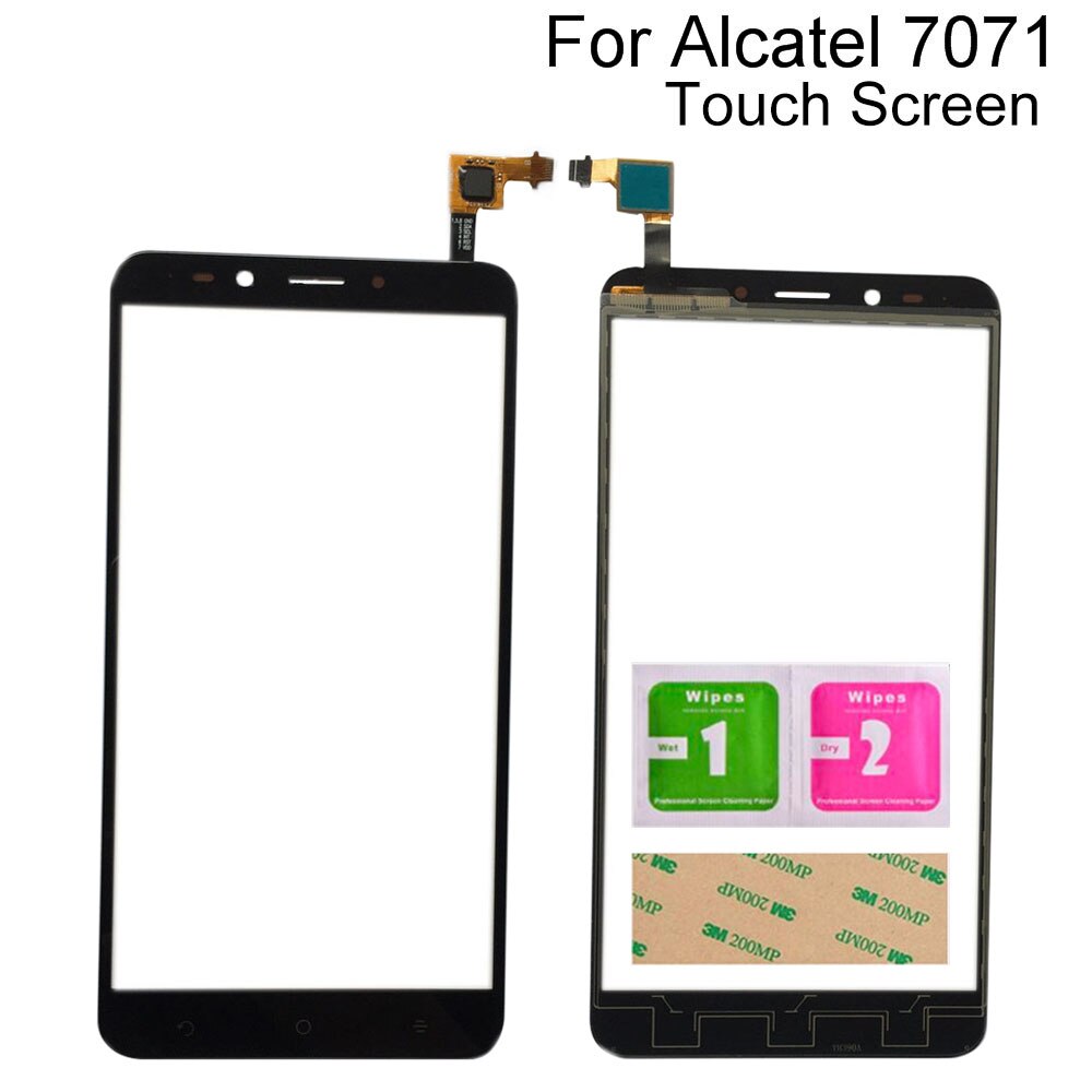 Touch Screen Lens Sensor For Alcatel A7 XL A7XL 7071 7071DX Digitizer Panel Sensor Mobile Tools 3M Glue Wipes Touch